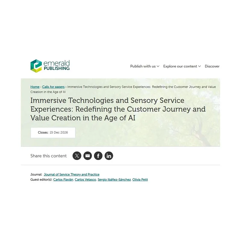 “Immersive Technologies and Sensory Service Experiences: Redefining the Customer Journey and Value Creation in the Age of AI”
