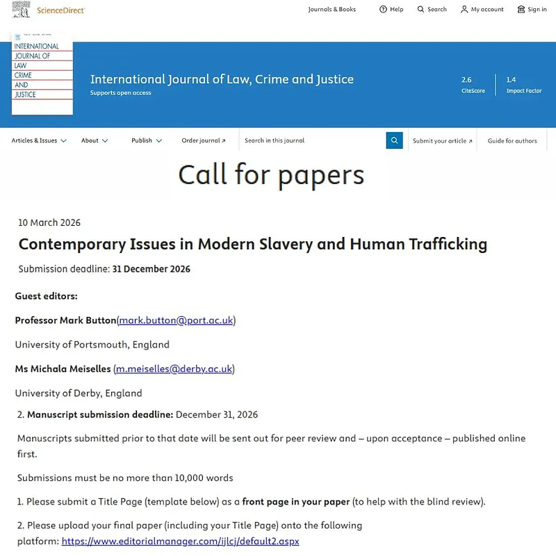 Contemporary Issues in Modern Slavery and Human Trafficking