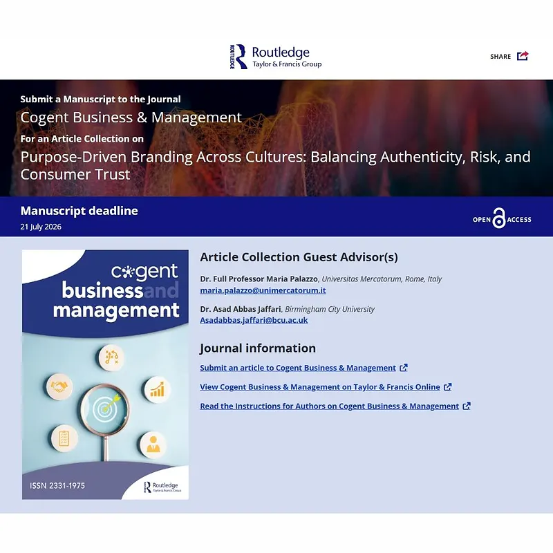 𝗔𝗿𝘁𝗶𝗰𝗹𝗲 𝗖𝗼𝗹𝗹𝗲𝗰𝘁𝗶𝗼𝗻: 𝗣𝘂𝗿𝗽𝗼𝘀𝗲-𝗗𝗿𝗶𝘃𝗲𝗻 𝗕𝗿𝗮𝗻𝗱𝗶𝗻𝗴 𝗔𝗰𝗿𝗼𝘀𝘀 𝗖𝘂𝗹𝘁𝘂𝗿𝗲𝘀: 𝗕𝗮𝗹𝗮𝗻𝗰𝗶𝗻𝗴 𝗔𝘂𝘁𝗵𝗲𝗻𝘁𝗶𝗰𝗶𝘁𝘆, 𝗥𝗶𝘀𝗸, 𝗮𝗻𝗱 𝗖𝗼𝗻𝘀𝘂𝗺𝗲𝗿 𝗧𝗿𝘂𝘀𝘁