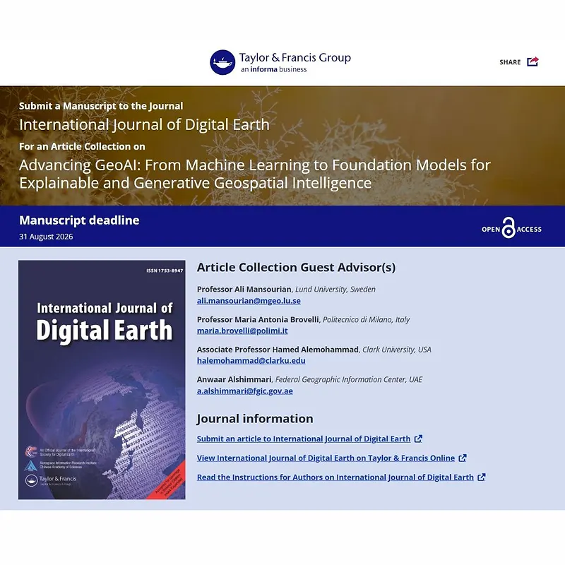 Article Collection on Advancing GeoAI: From Machine Learning to Foundation Models for Explainable and Generative Geospatial Intelligence