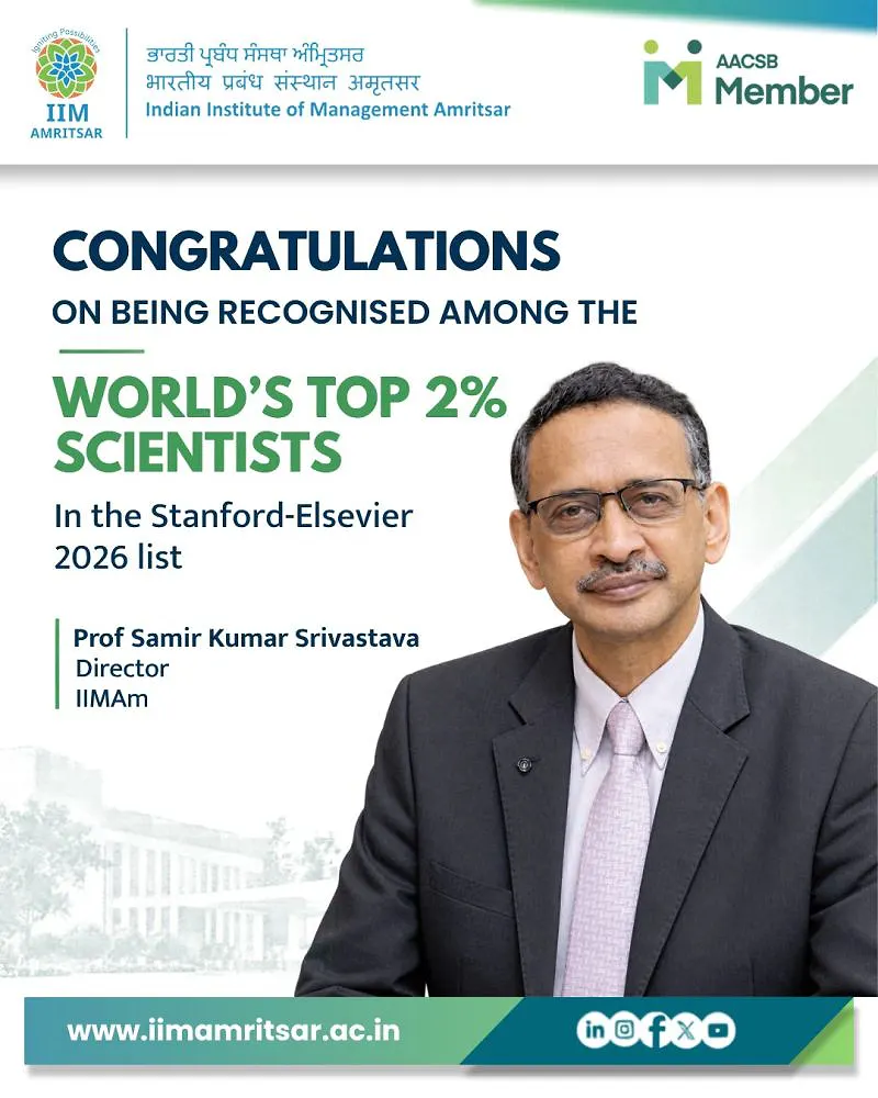 Congratulations to Prof. Samir Kumar Srivastava on Being Recognised Among the World’s Top 2% Scientists in 2026