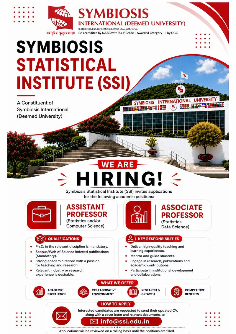 Symbiosis Statistical Institute (SSI) Recruitment 2026: Assistant Professor & Associate Professor 