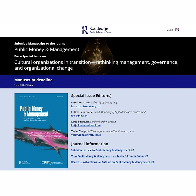 Cultural Organizations in Transition—Rethinking Management, Governance, and Organizational Change