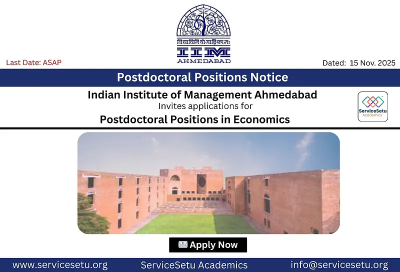 IIM Ahmedabad – Postdoctoral Research Associate Positions in Economics