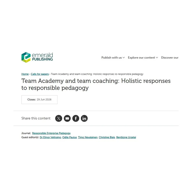 “Team Academy and Team Coaching: Holistic Responses to Responsible Pedagogy”