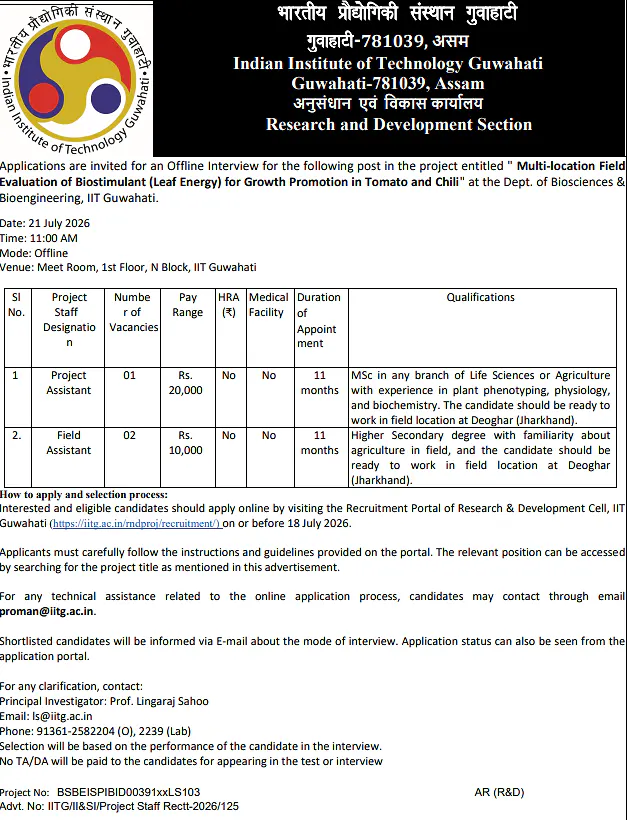 Junior Research Fellow (JRF) Recruitment 2026 at IIT Roorkee