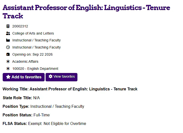 Assistant Professor of English – Linguistics – James Madison University