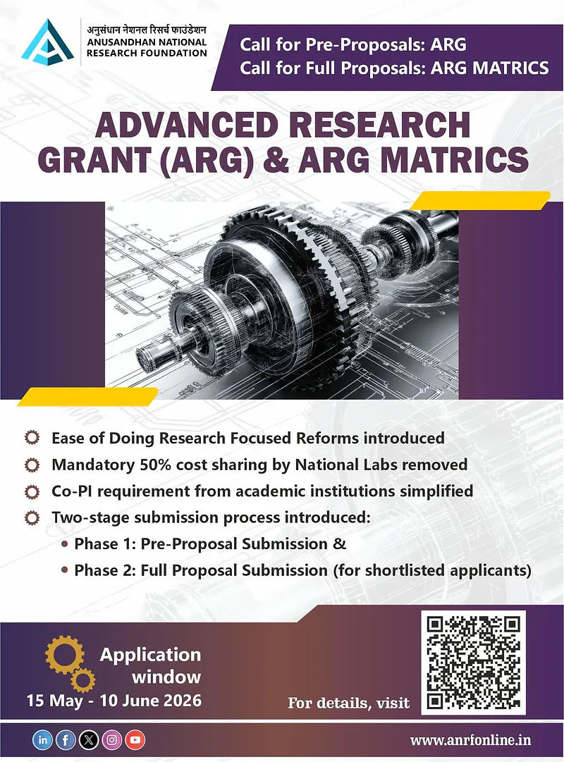 Advanced Research Grant (ARG) 2026 – Anusandhan National Research Foundation