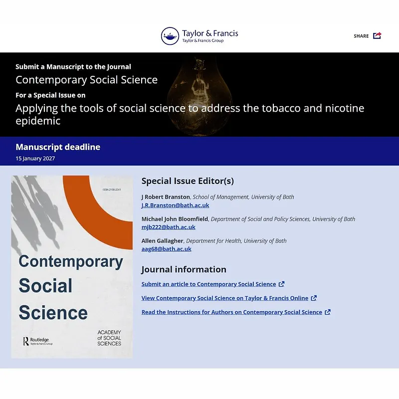 Applying the Tools of Social Science to Address the Tobacco and Nicotine Epidemic
