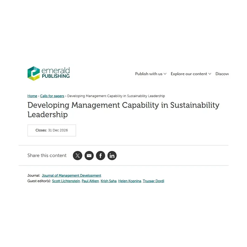 "Developing Management Capability in Sustainability Leadership"