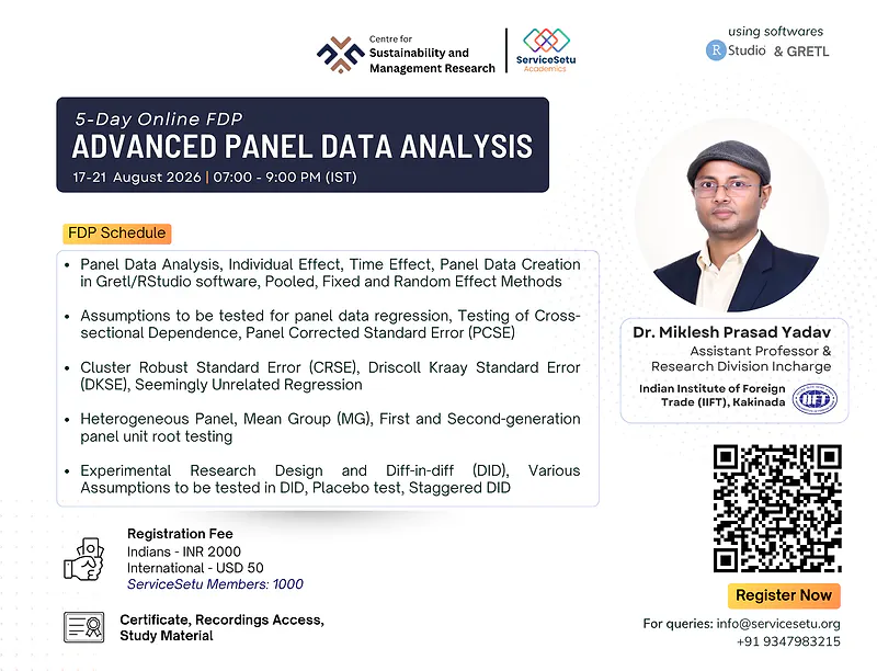 Advanced Panel Data Analysis using R & GRETL | Dr. Miklesh, IIFT Kakinada