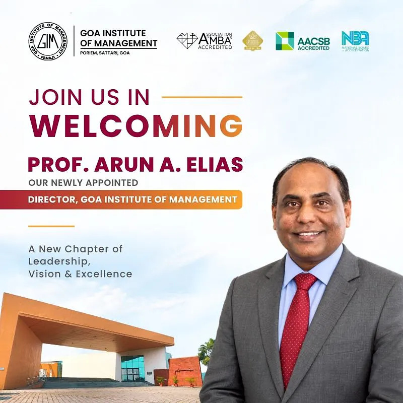 Leadership Transition: Prof. Arun Elias Appointed as Director of Goa Institute of Management (GIM)