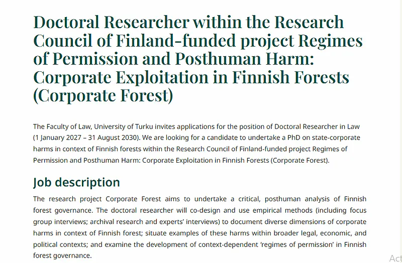 Doctoral Researcher in Law – University of Turku