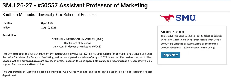 Assistant Professor of Marketing – Southern Methodist University