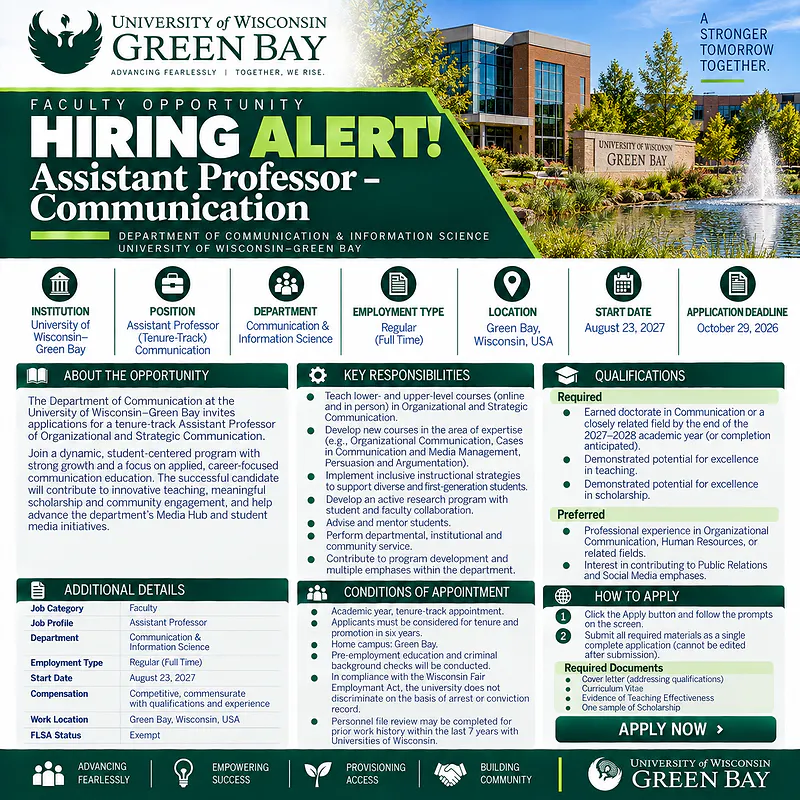 Assistant Professor of Communication – University of Wisconsin–Green Bay