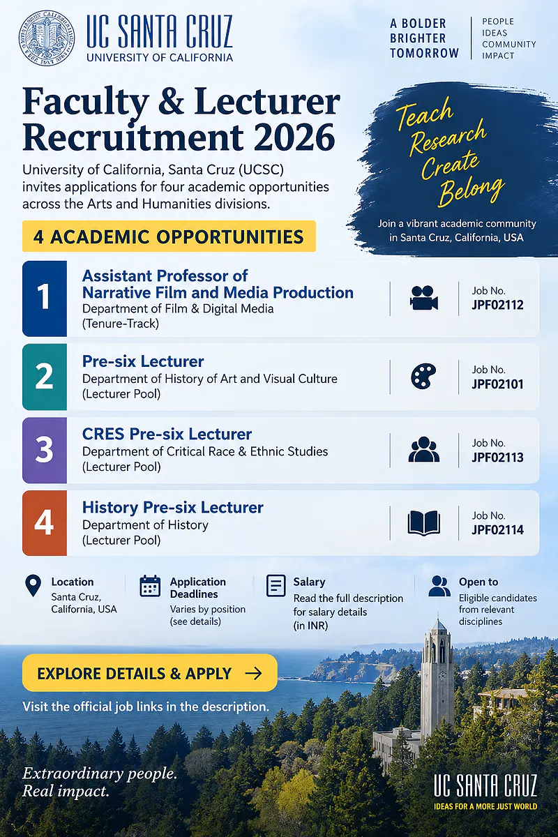 Faculty & Lecturer Recruitment 2026 at UC Santa Cruz