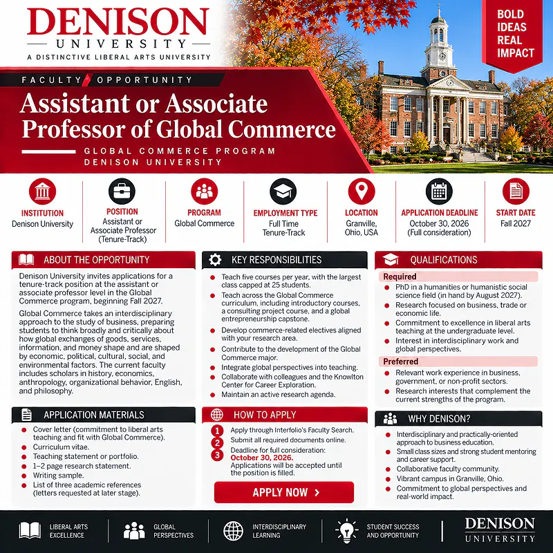 Assistant or Associate Professor of Global Commerce – Denison University