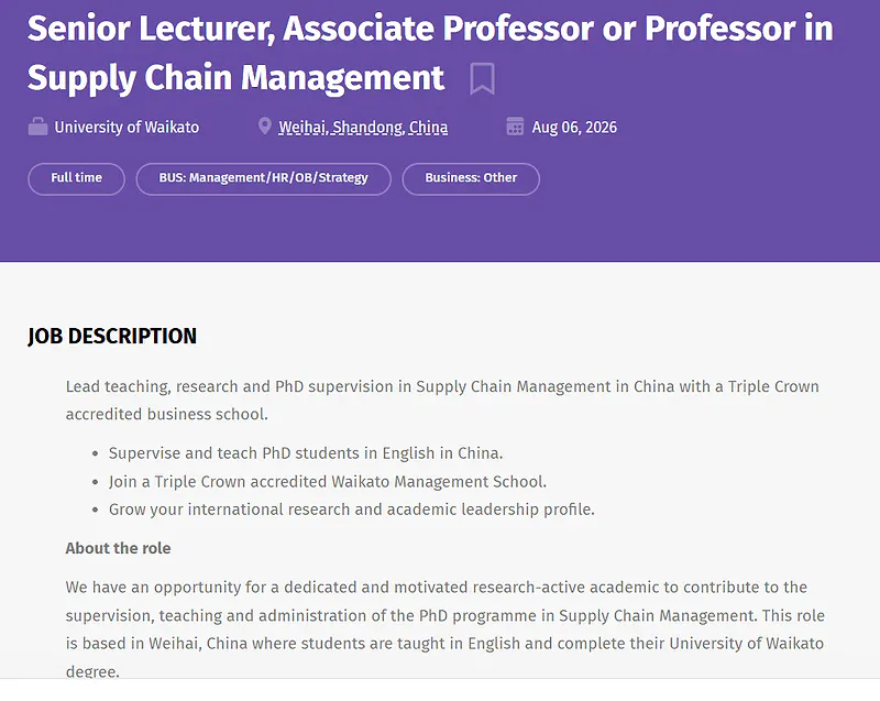 University of Waikato Faculty Recruitment 2026: Senior Lecturer, Associate Professor or Professor 