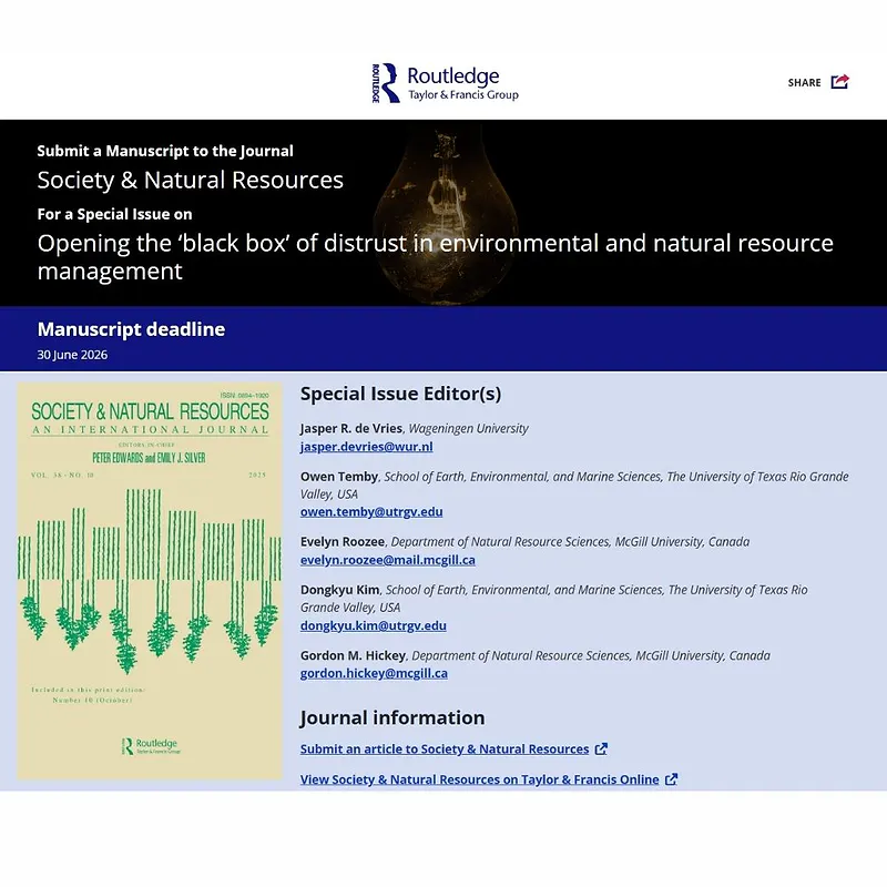 𝗢𝗽𝗲𝗻𝗶𝗻𝗴 𝘁𝗵𝗲 ‘𝗕𝗹𝗮𝗰𝗸 𝗕𝗼𝘅’ 𝗼𝗳 𝗗𝗶𝘀𝘁𝗿𝘂𝘀𝘁 𝗶𝗻 𝗘𝗻𝘃𝗶𝗿𝗼𝗻𝗺𝗲𝗻𝘁𝗮𝗹 𝗮𝗻𝗱 𝗡𝗮𝘁𝘂𝗿𝗮𝗹 𝗥𝗲𝘀𝗼𝘂𝗿𝗰𝗲 𝗠𝗮𝗻𝗮𝗴𝗲𝗺𝗲𝗻𝘁