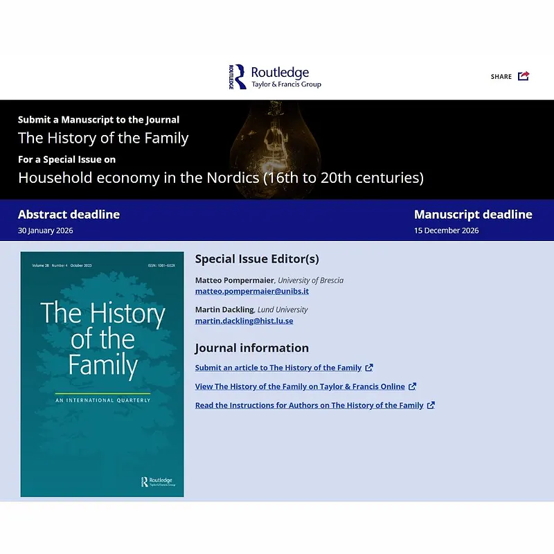 Household Economy in the Nordics (16th to 20th Centuries)