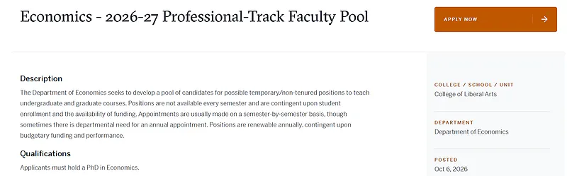 Professional-Track Faculty Pool - Economics – The University of Texas at Austin