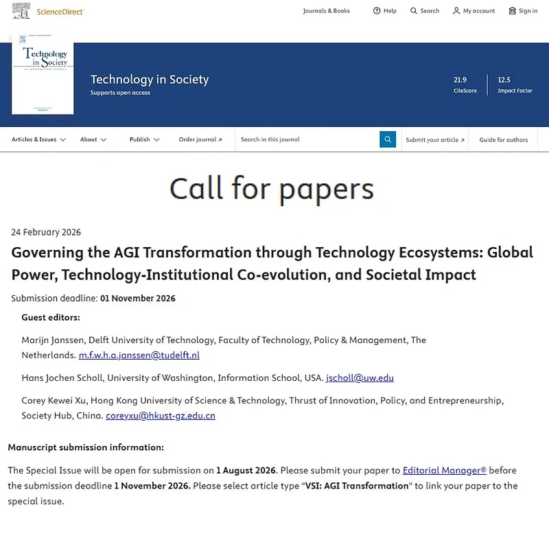 "Governing the AGI Transformation through Technology Ecosystems: Global Power, Technology-Institutional Co-evolution, and Societal Impact"