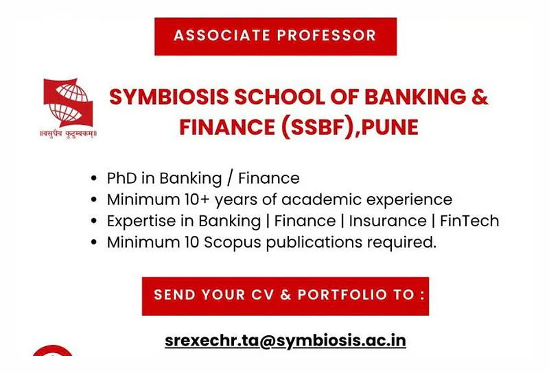 Faculty Recruitment at Symbiosis School of Banking & Finance (SSBF), Pune