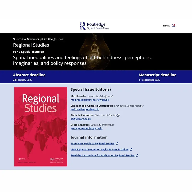 Spatial inequalities and feelings of left-behindness: perceptions, imaginaries, and policy responses