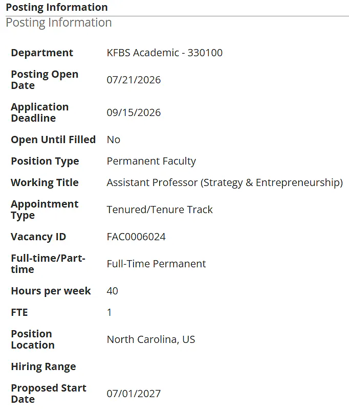 Assistant Professor Recruitment in Strategy & Entrepreneurship
