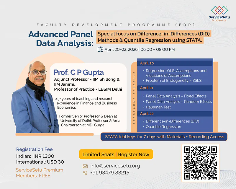 Advanced Panel Data Analysis Workshop - Special Focus on Difference-in-Difference (DiD) Methods and Quantile Regression using STATA