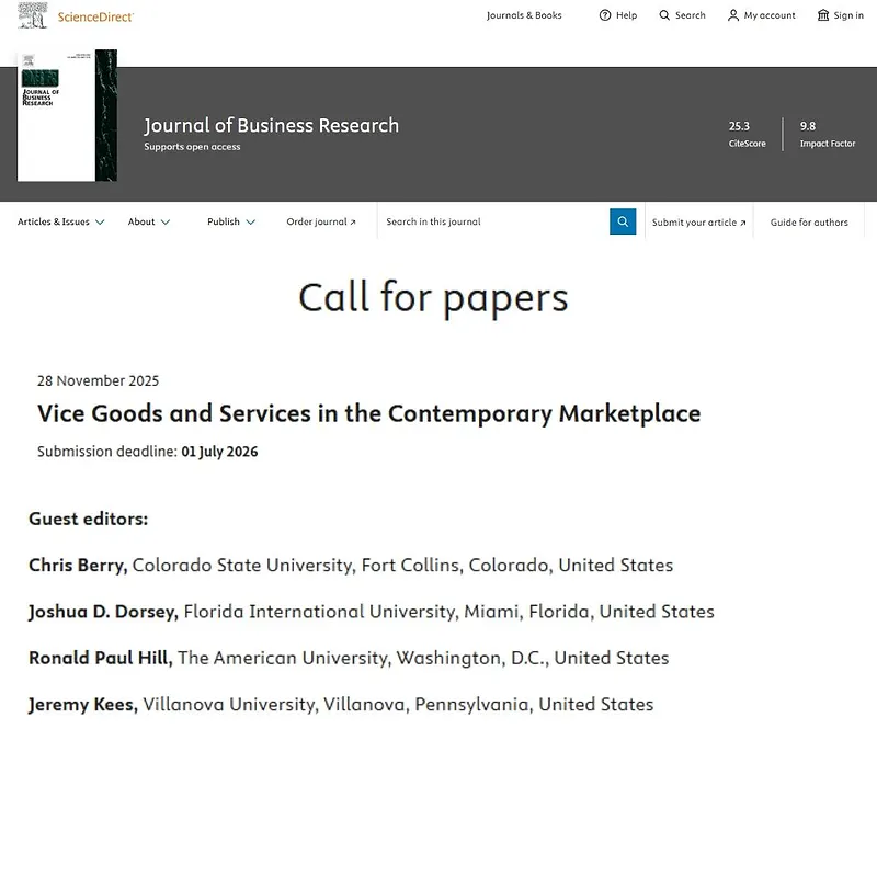 “Vice Goods and Services in the Contemporary Marketplace”