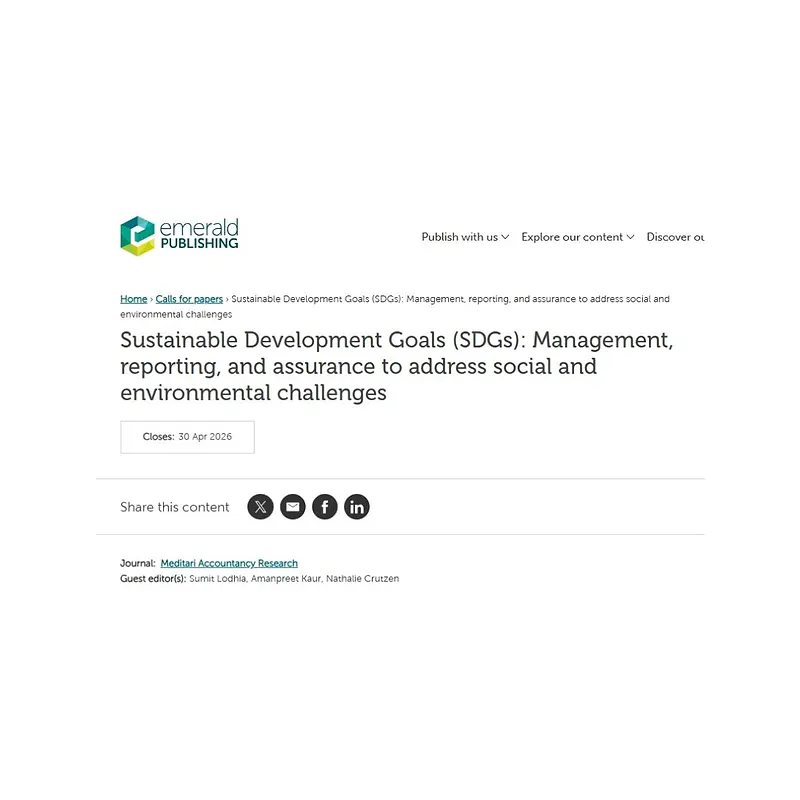 Sustainable Development Goals (SDGs): Management, Reporting, and Assurance to Address Social and Environmental Challenges”*