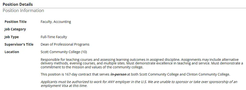 Full-Time Faculty in Accounting (2 Vacancies) – Eastern Iowa Community Colleges