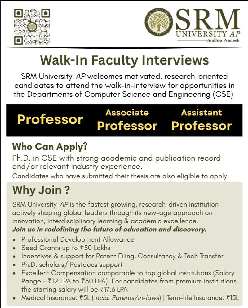 Faculty Recruitment | SRM University-AP
