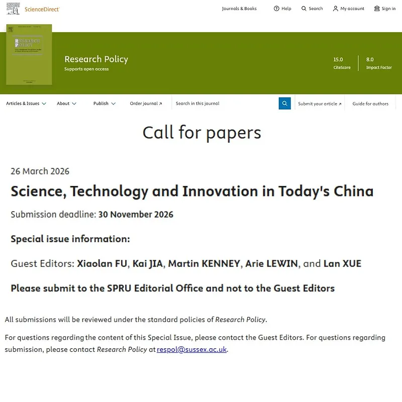  Science, Technology and Innovation in Today's China