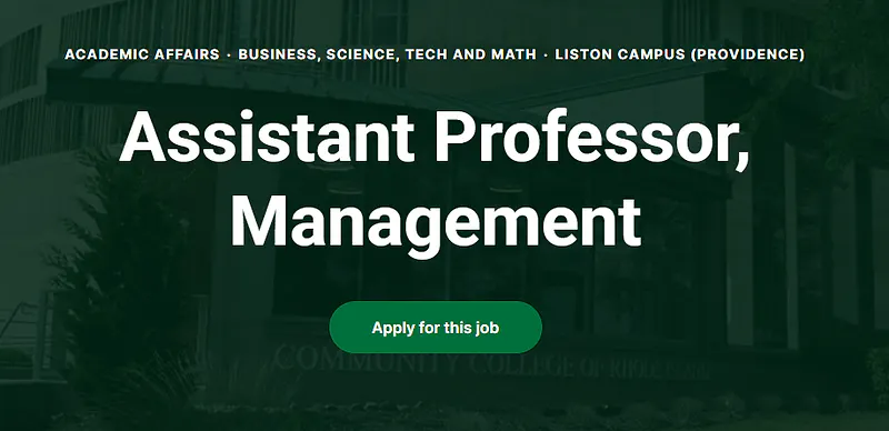 Assistant Professor, Management – Community College of Rhode Island