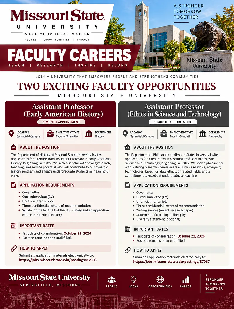 Two Assistant Professor Positions – Missouri State University