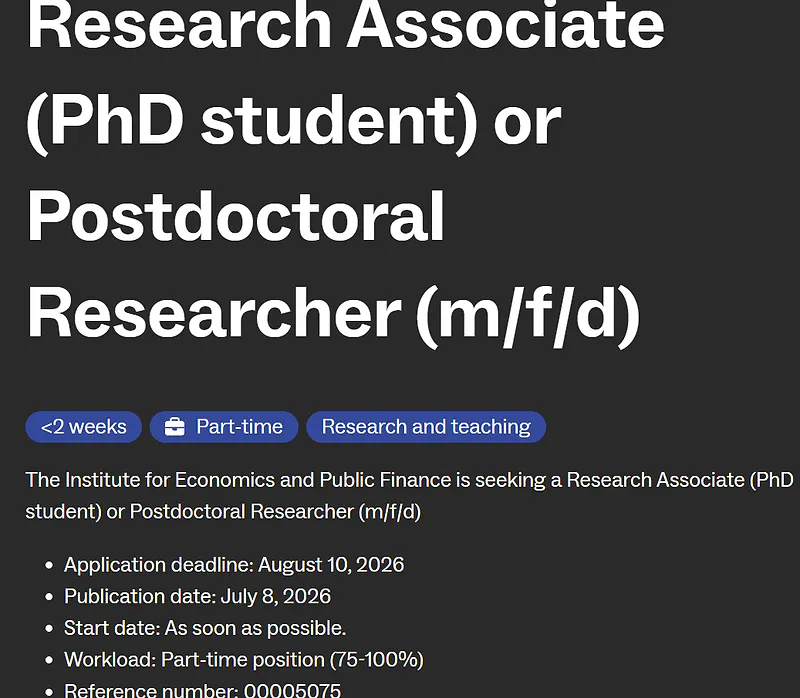 Research Associate / Postdoctoral Researcher Recruitment 2026