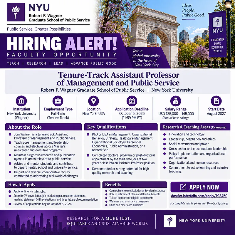  Visiting Assistant Professor 2027–29 – New York University