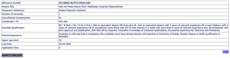 Research Recruitment 2026: IIT Kharagpur