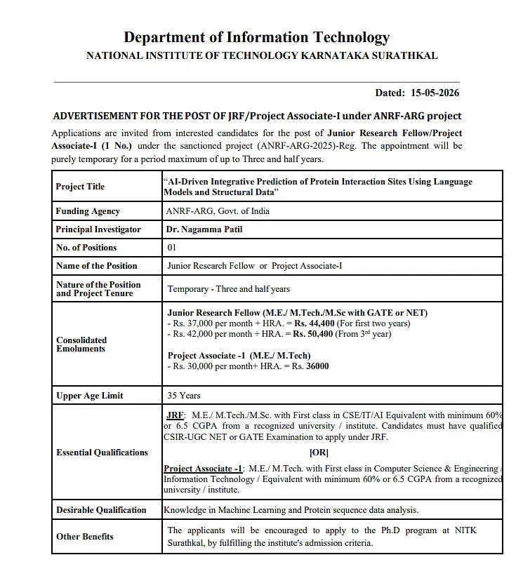 NIT Karnataka Surathkal Recruitment 2026