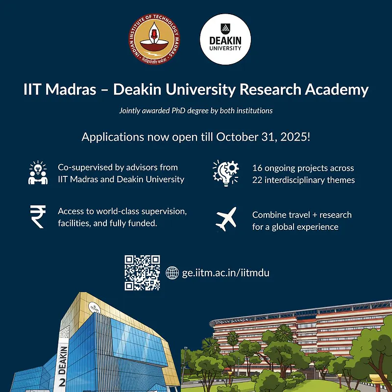 IIT Madras – Deakin University Research Academy: Applications Open for Joint PhD Programme