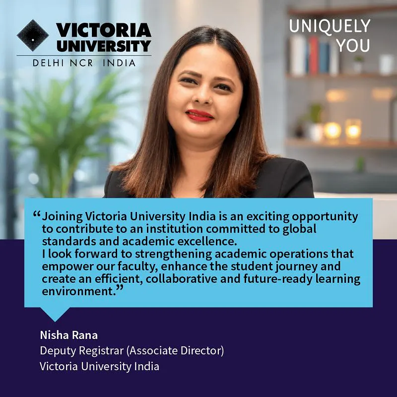 Higher Education Leadership: Nisha Rana Appointed as Deputy Registrar (Associate Director) at Victoria University India