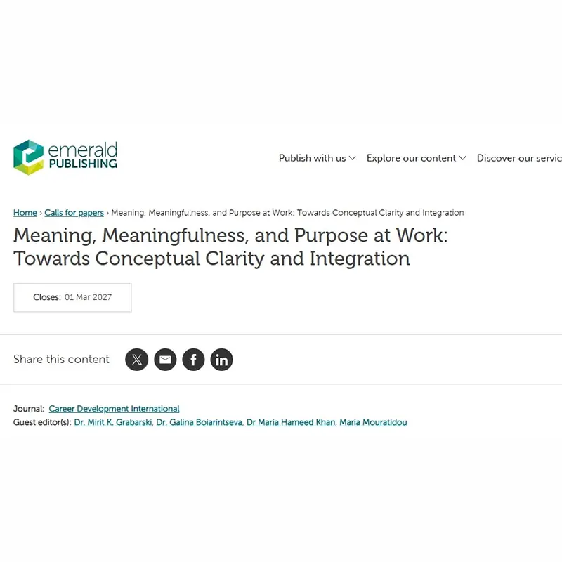 Meaning, Meaningfulness, and Purpose at Work: Towards Conceptual Clarity and Integration