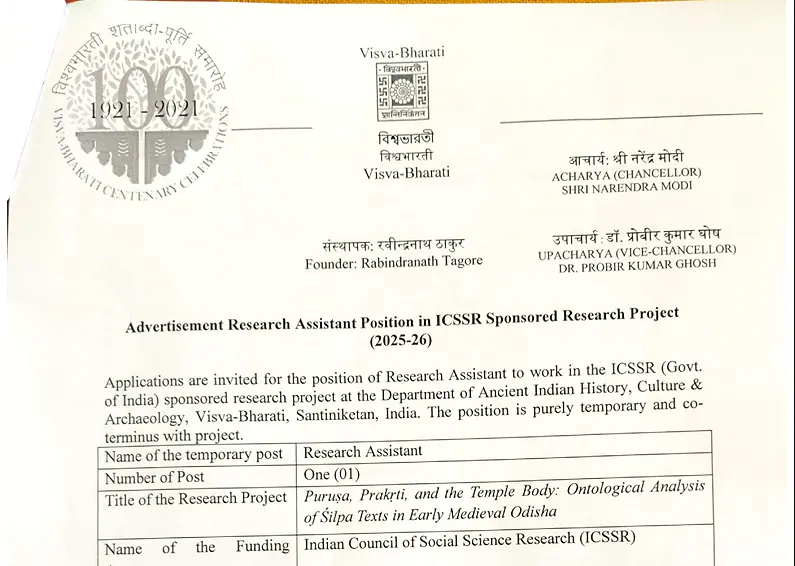 Research Vacancies 2026: Visva-Bharati, Santiniketan