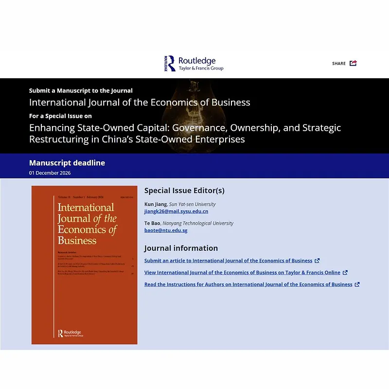 𝗘𝗻𝗵𝗮𝗻𝗰𝗶𝗻𝗴 𝗦𝘁𝗮𝘁𝗲-𝗢𝘄𝗻𝗲𝗱 𝗖𝗮𝗽𝗶𝘁𝗮𝗹: 𝗚𝗼𝘃𝗲𝗿𝗻𝗮𝗻𝗰𝗲, 𝗢𝘄𝗻𝗲𝗿𝘀𝗵𝗶𝗽, 𝗮𝗻𝗱 𝗦𝘁𝗿𝗮𝘁𝗲𝗴𝗶𝗰 𝗥𝗲𝘀𝘁𝗿𝘂𝗰𝘁𝘂𝗿𝗶𝗻𝗴 𝗶𝗻 𝗖𝗵𝗶𝗻𝗮’𝘀 𝗦𝘁𝗮𝘁𝗲-𝗢𝘄𝗻𝗲𝗱 𝗘𝗻𝘁𝗲𝗿𝗽𝗿𝗶𝘀𝗲𝘀