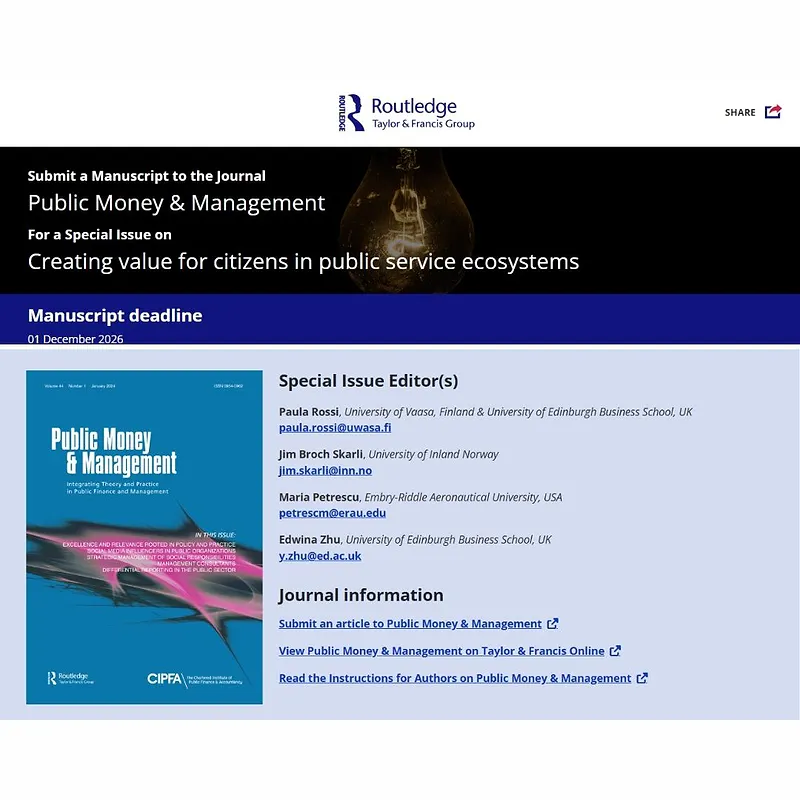  Creating Value for Citizens in Public Service Ecosystems | Public Money & Management 