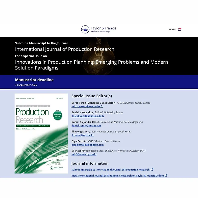 Innovations in Production Planning: Emerging Problems and Modern Solution Paradigms