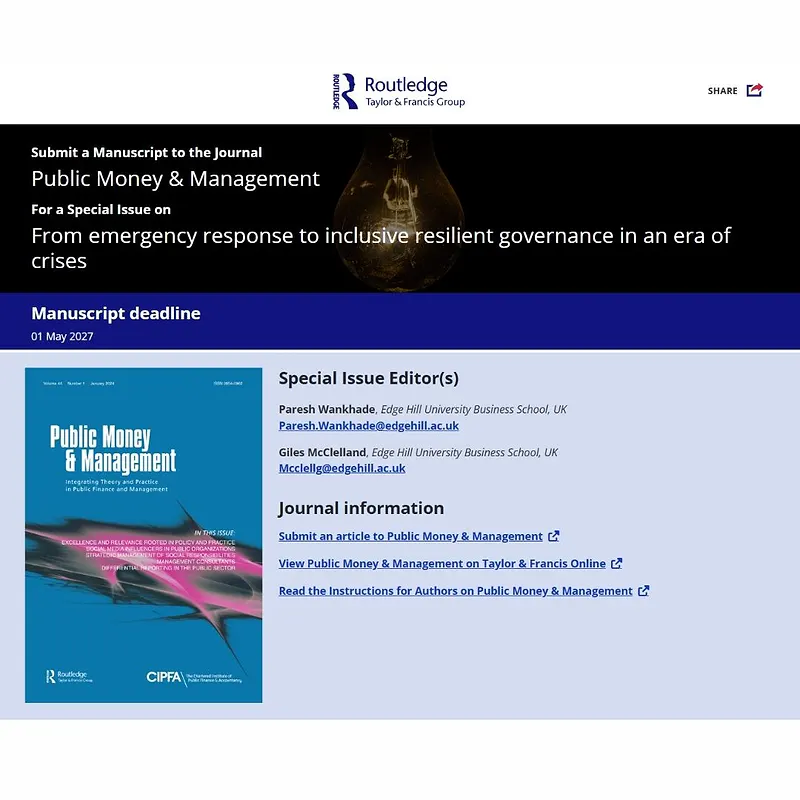 𝗙𝗿𝗼𝗺 𝗘𝗺𝗲𝗿𝗴𝗲𝗻𝗰𝘆 𝗥𝗲𝘀𝗽𝗼𝗻𝘀𝗲 𝘁𝗼 𝗜𝗻𝗰𝗹𝘂𝘀𝗶𝘃𝗲 𝗥𝗲𝘀𝗶𝗹𝗶𝗲𝗻𝘁 𝗚𝗼𝘃𝗲𝗿𝗻𝗮𝗻𝗰𝗲 𝗶𝗻 𝗮𝗻 𝗘𝗿𝗮 𝗼𝗳 𝗖𝗿𝗶𝘀𝗲𝘀