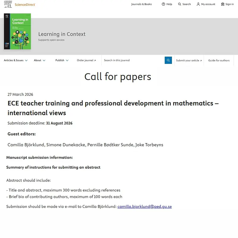 ECE Teacher Training and Professional Development in Mathematics – International Views